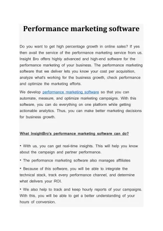 Performance Marketing Software
