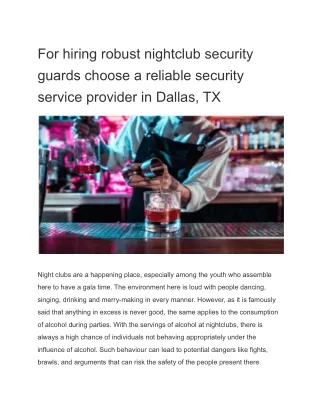 for hiring robust nightclub security guards