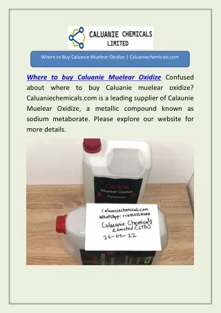 Where to Buy Caluanie Muelear Oxidize | Caluaniechemicals.com