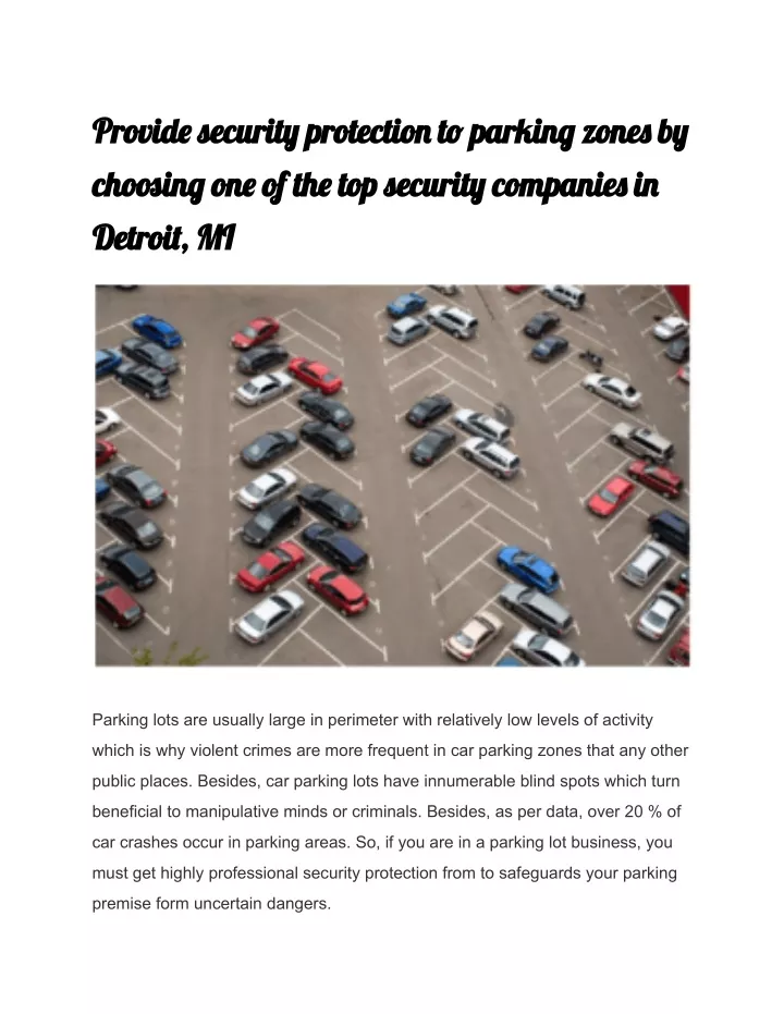 provid securit protectio t parkin zone