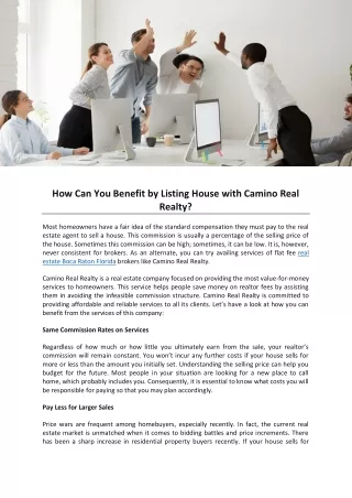 How Can You Benefit by Listing House with Camino Real Realty?