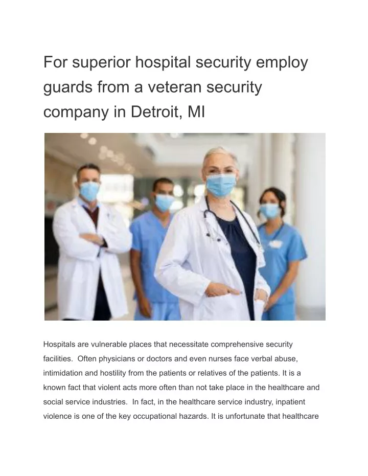 for superior hospital security employ guards from