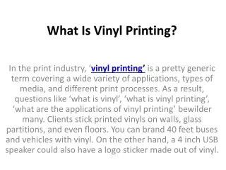 what is vinyl printing