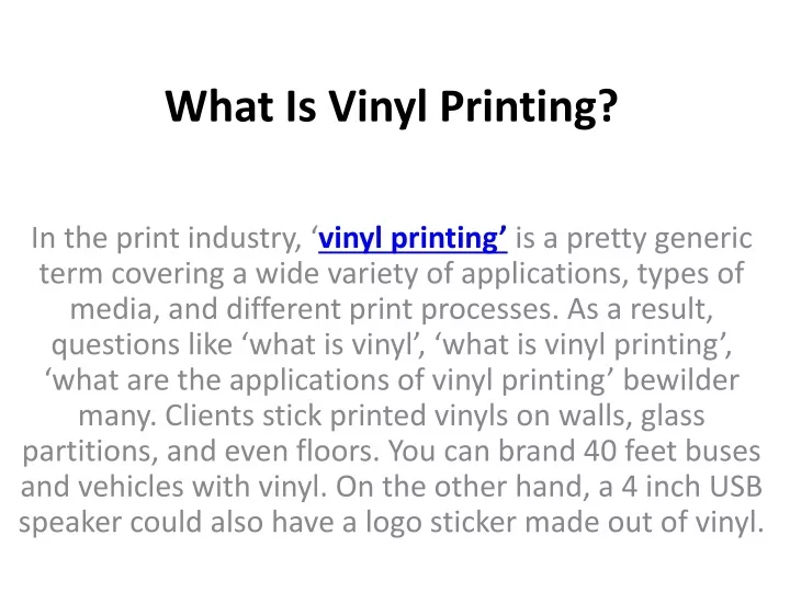 what is vinyl printing