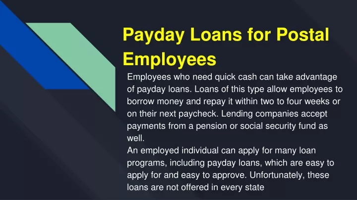 payday loans for postal employees