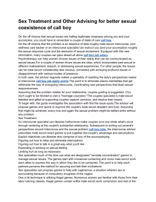 Sex Treatment and Other Advising for better sexual coexistence of call boy