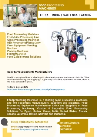 Dairy Farm Equipments Manufacturers