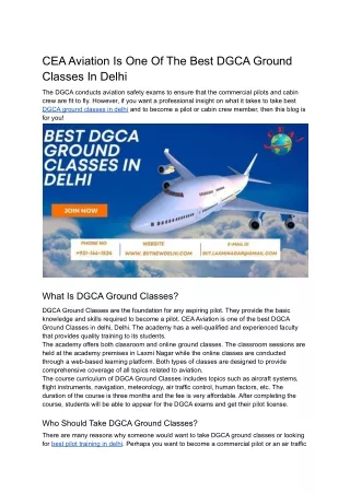 CEA Aviation Is One Of The Best DGCA Ground Classes In Laxmi Nagar