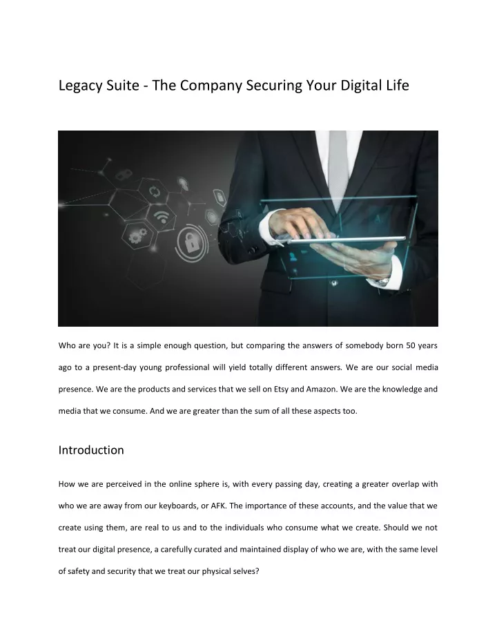 legacy suite the company securing your digital