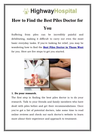 Best Piles Doctor in Thane West  Call-9870270937