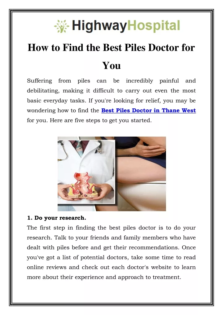 how to find the best piles doctor for