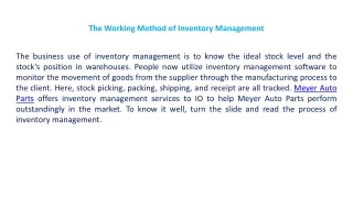 the working method of inventory management