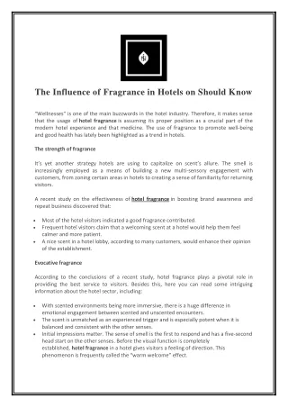 The Influence of Fragrance in Hotels on Should Know