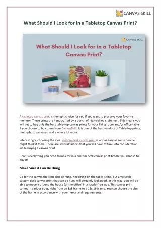 What Should I Look for in a Tabletop Canvas Print