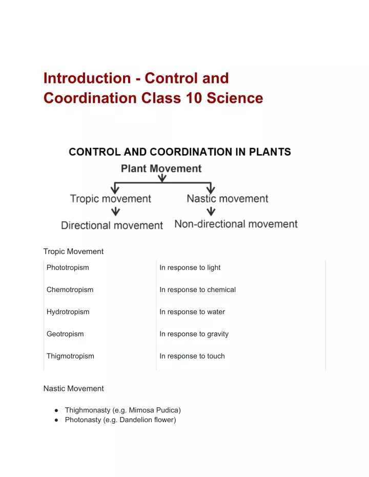 introduction control and coordination class