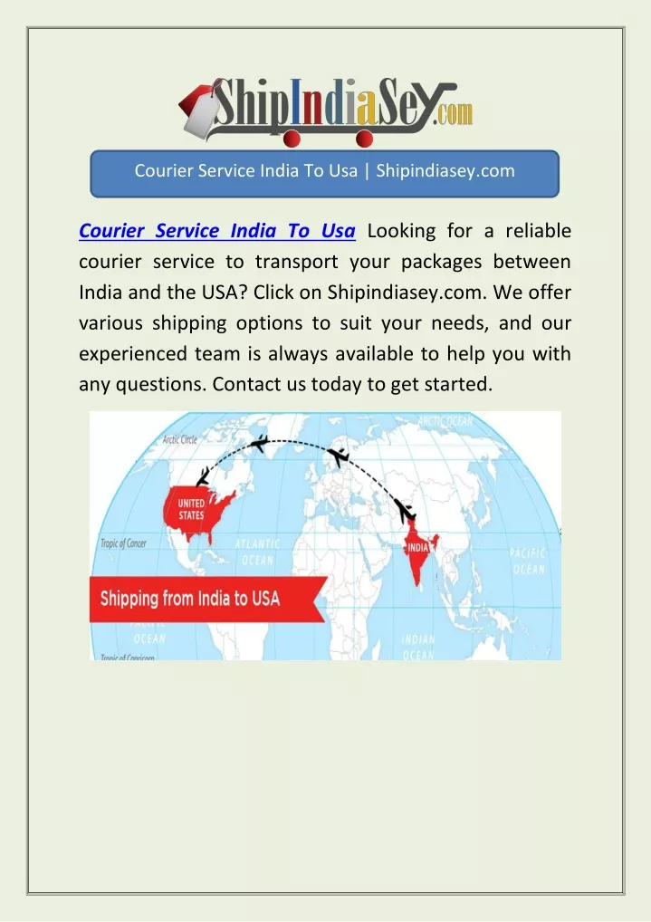 courier service india to usa shipindiasey com