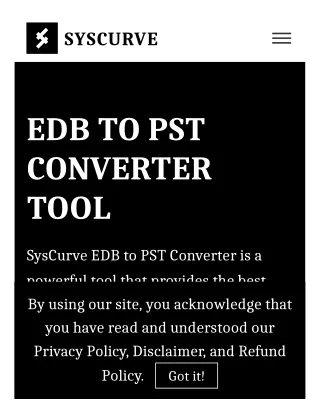 SysCurve EDB TO PST CONVERTER TOOL.