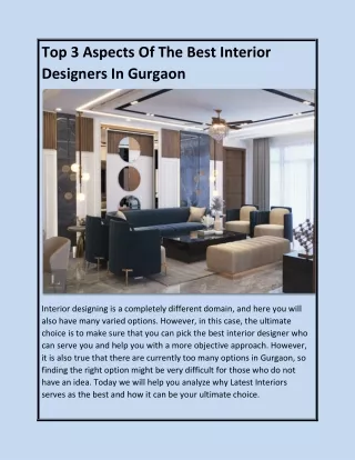 Top 3 Aspects Of The Best Interior Designers In Gurgaon