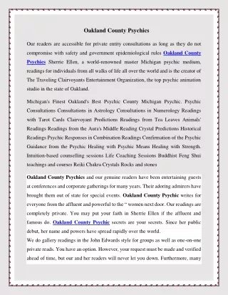 Oakland County Psychics