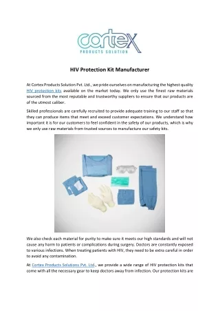 HIV Protection Kit Manufacturer