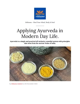 Applying Ayurveda in Modern Day Life (3)