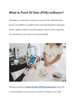 What Is Point Of Sale (POS) software?