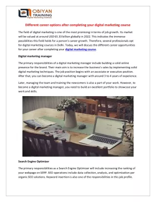 Different career options after completing your digital marketing course
