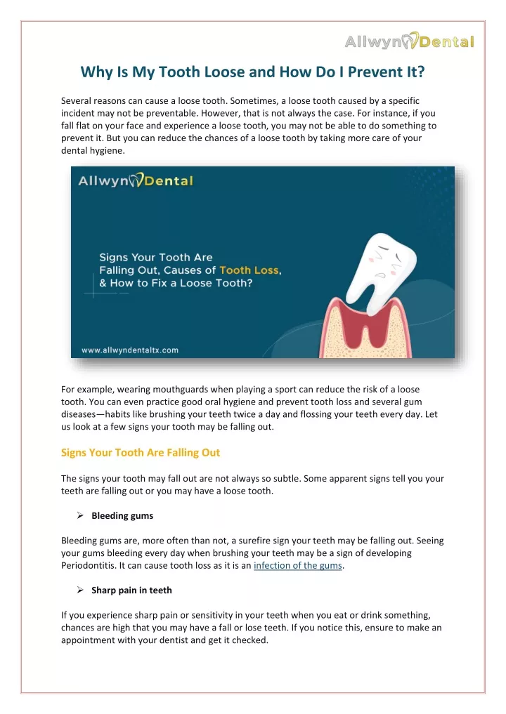 How to Tighten a Loose Tooth - Allwyn Dental