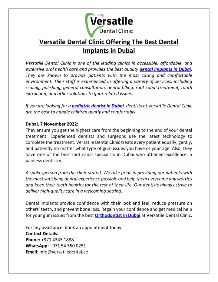 versatile dental clinic offering the best dental