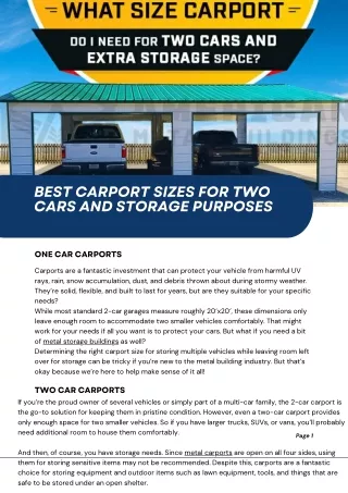 Best Carport Sizes For Two Cars and storage Purposes