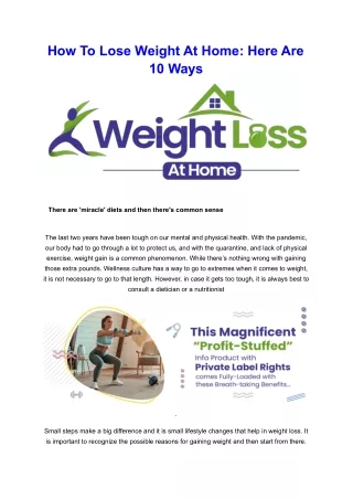 How To Lose Weight At Home Here Are 10 Ways