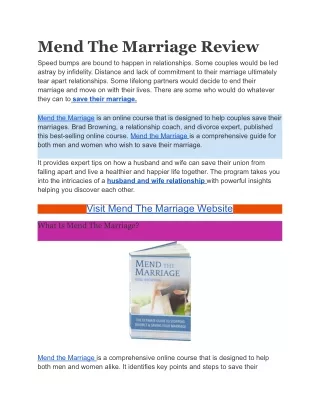 mend the marriage review