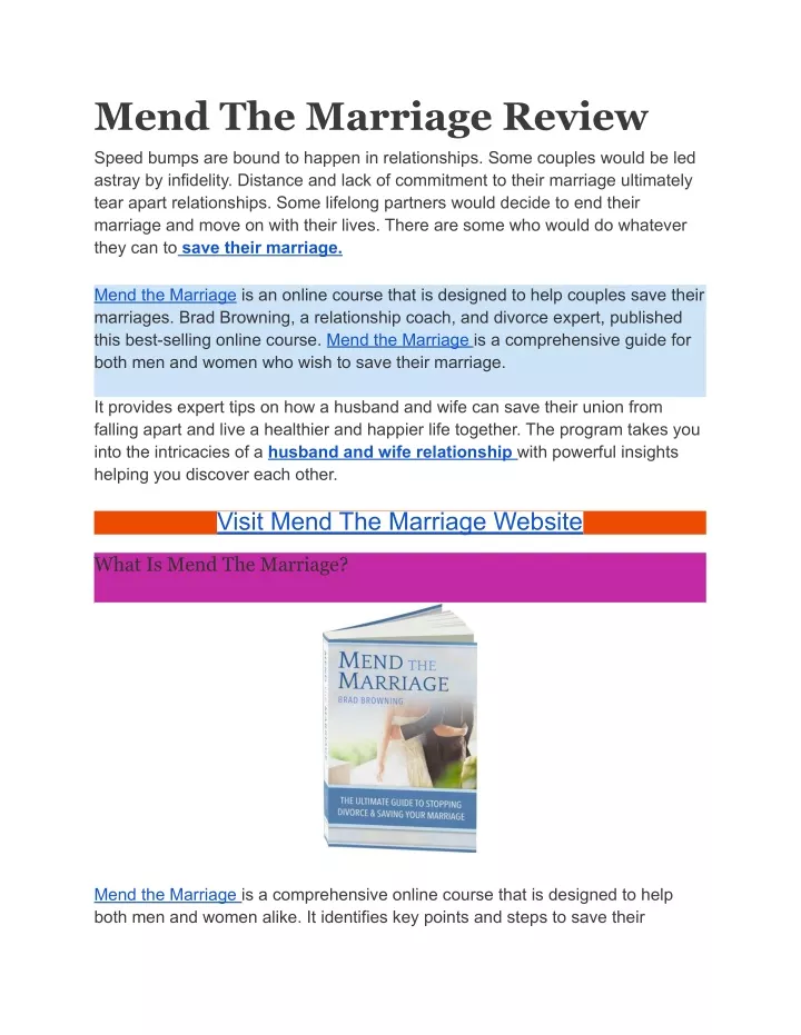 mend the marriage review
