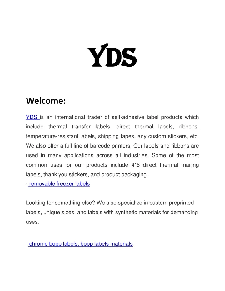 welcome yds is an international trader of self