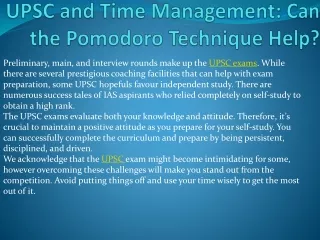 upsc and time management can the pomodoro technique help