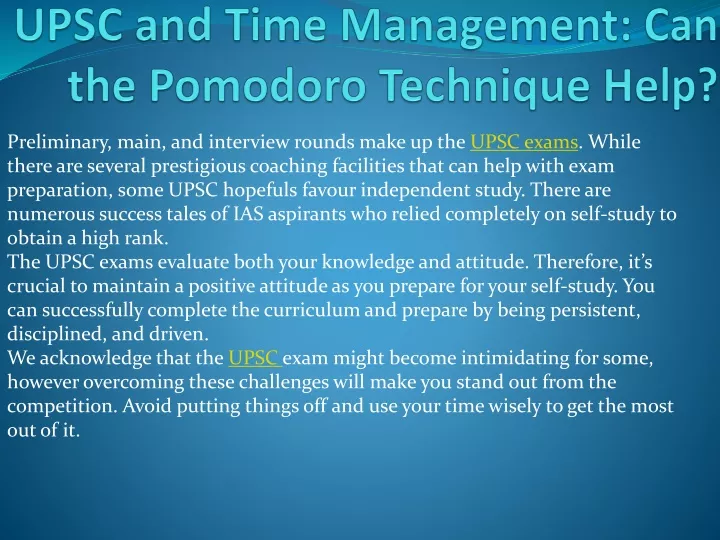 upsc and time management can the pomodoro technique help