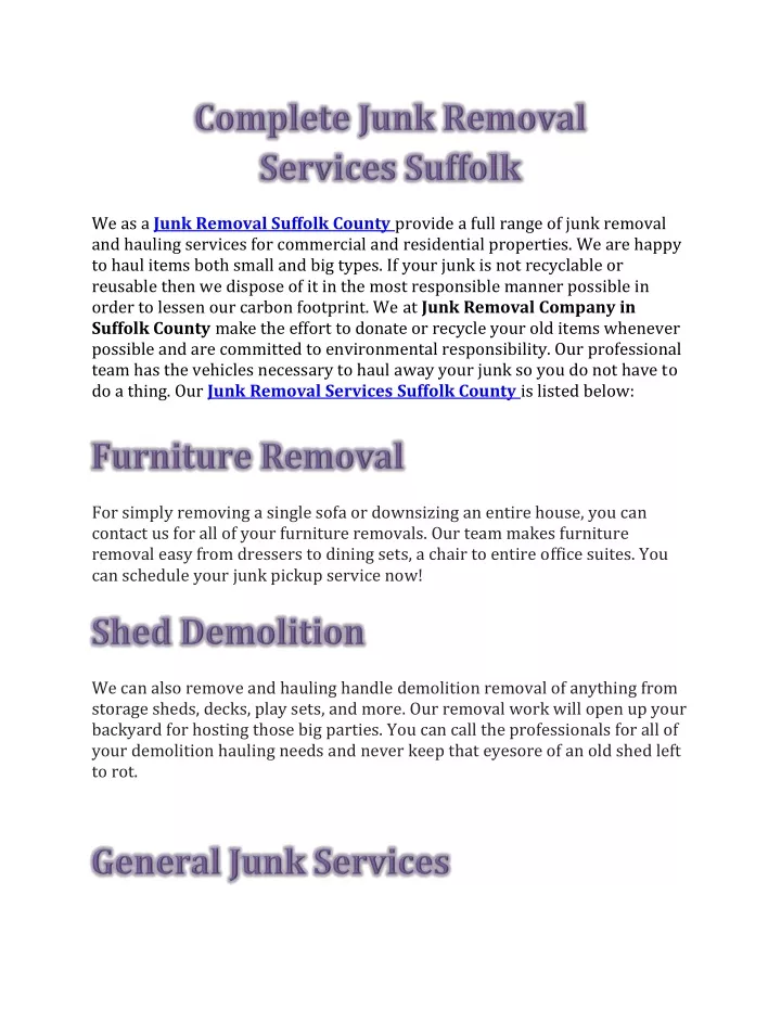 we as a junk removal suffolk county provide