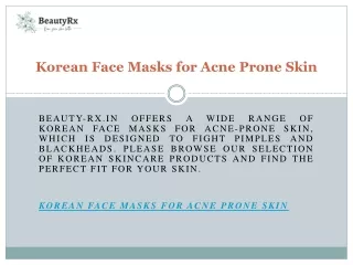 Korean Face Masks for Acne Prone Skin  Beauty-rx.in