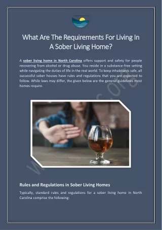 What Are The Requirements For Living In A Sober Living Home?