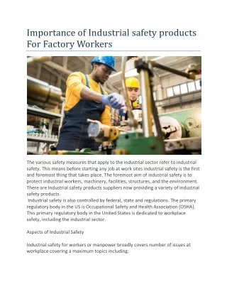 importance of industrial safety products