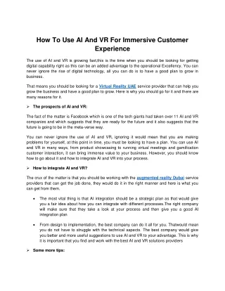 how to use ai and vr for immersive customer