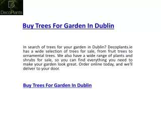 Buy Trees For Garden In Dublin  Decoplants.ie