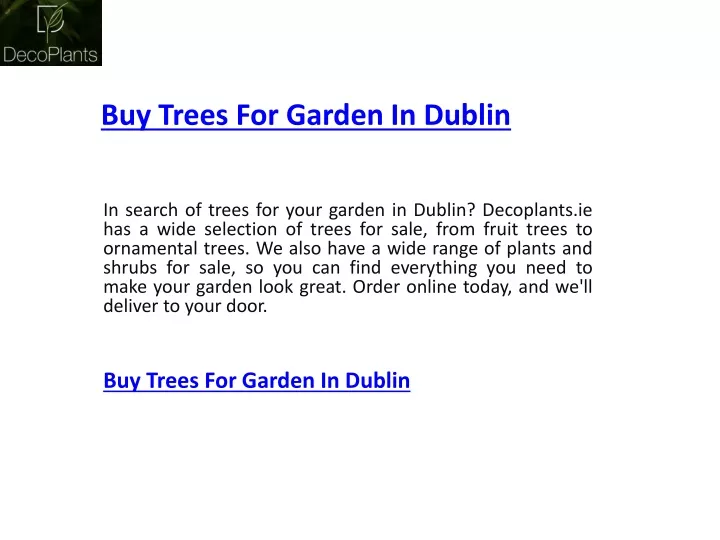 buy trees for garden in dublin