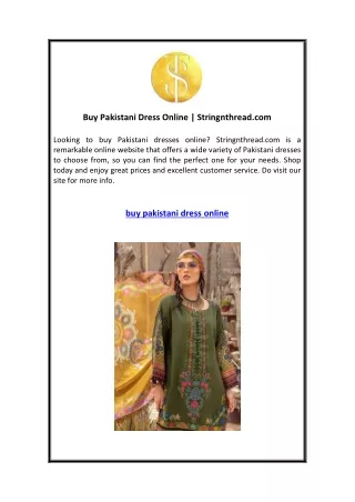 Buy Pakistani Dress Online  Stringnthread.com