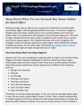 Sleep Hacks When You Are Stressed -UKSP