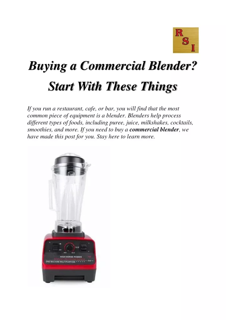 buying a commercial blender start with these