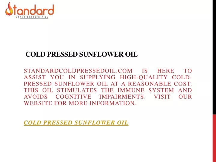 cold pressed sunflower oil