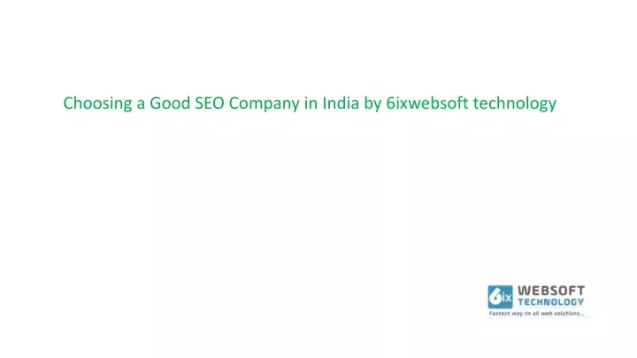choosing a good seo company in india