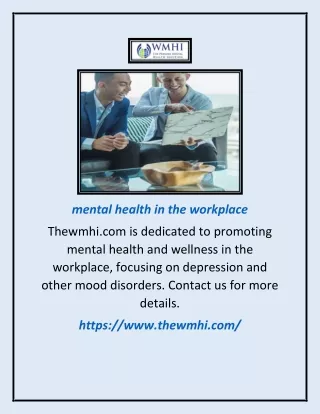 Mental Health in the Workplace | Thewmhi.com