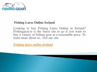 Fishing Lures Online Ireland  Fishinggear.ie